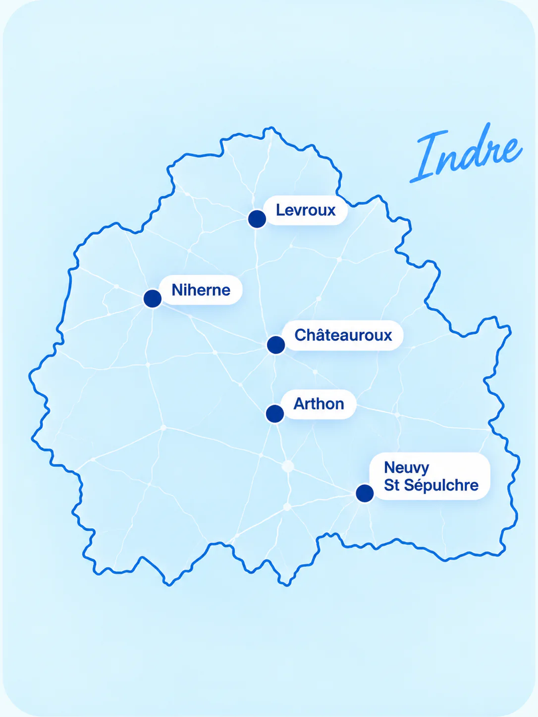 Carte des emplacements Romana Pizza dans l’Indre